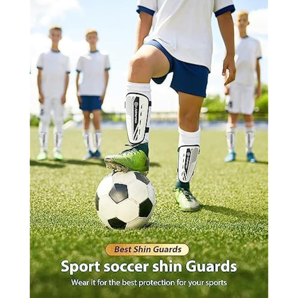 AirsFish Kids Soccer Shin Guards with Ankle Protection - Black, XS