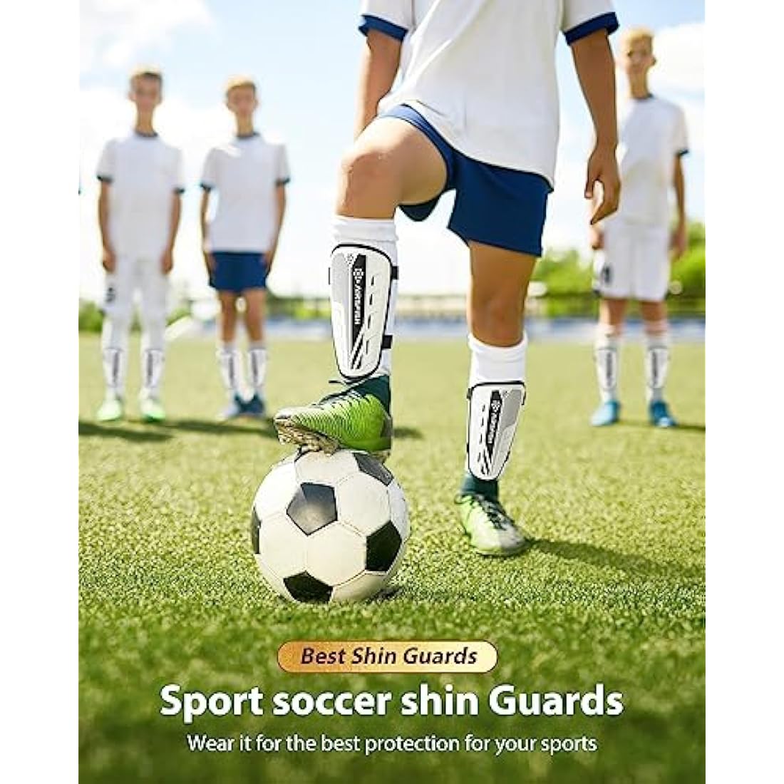 AirsFish Kids Soccer Shin Guards with Ankle Protection - Black, XS