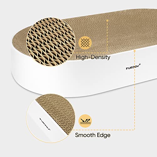 Furjoy Oval Cat Scratcher – Corrugated Cardboard Lounge Bed with Catnip
