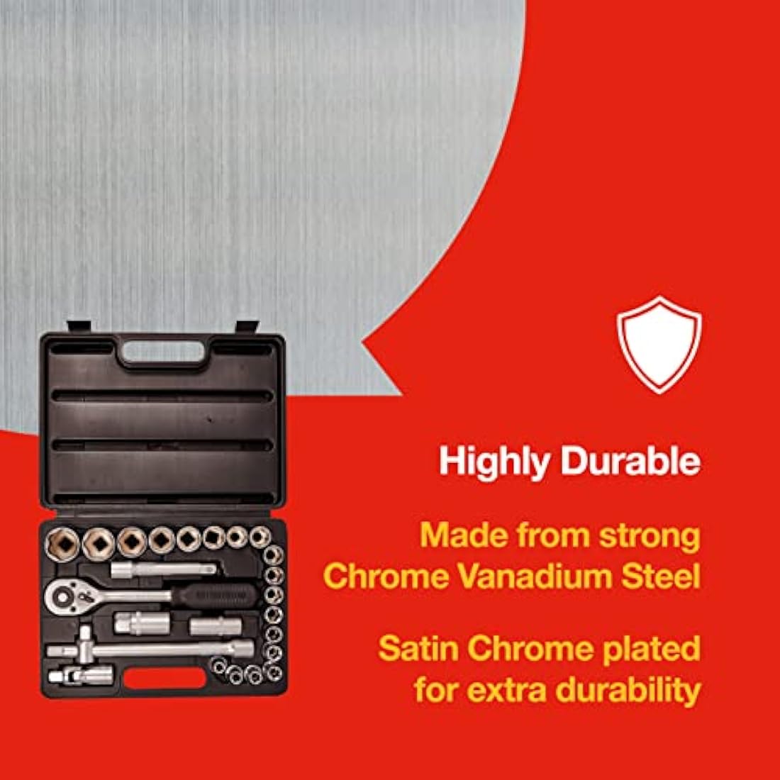Amtech 25-Piece 1/2" Ratchet Socket Set - Chrome Vanadium Steel