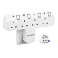 SUPHOST 4 Way Plug Adapter – 180° Rotating 13A Fused Extension Socket