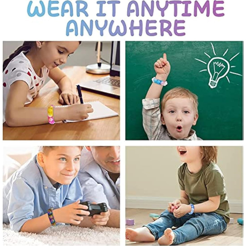 Jolof Store 90Pcs Pop Bracelet Fidget Toys | Silicone Sensory Wristbands