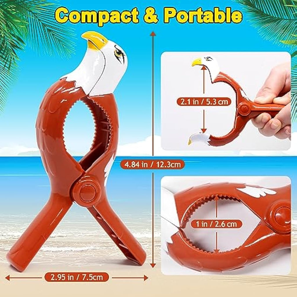 Beach Towel Clips – 6 Pcs Large Plastic Pool Chair Clamps, Brown