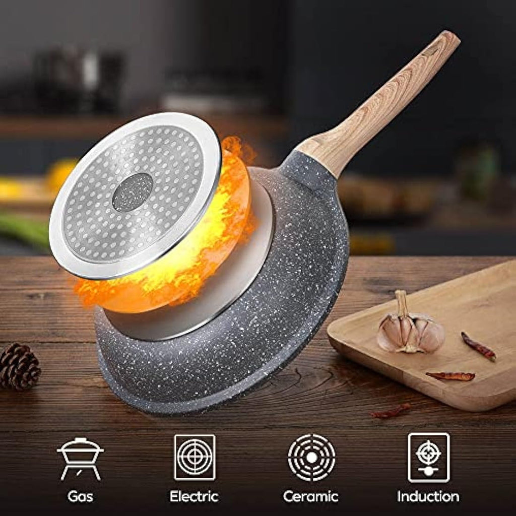 ZUOFENG 24cm Nonstick Frying Pan | Granite Stone Induction Skillet