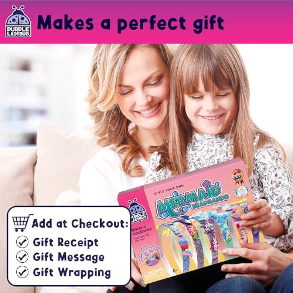 Purple Ladybug DIY Mermaid Headband Making Kit for Girls - 6 Pack