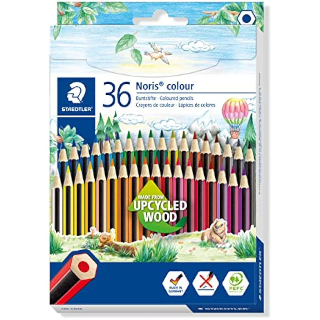 STAEDTLER Noris Colour Pencils – 36 Assorted Upcycled Wood Pencils