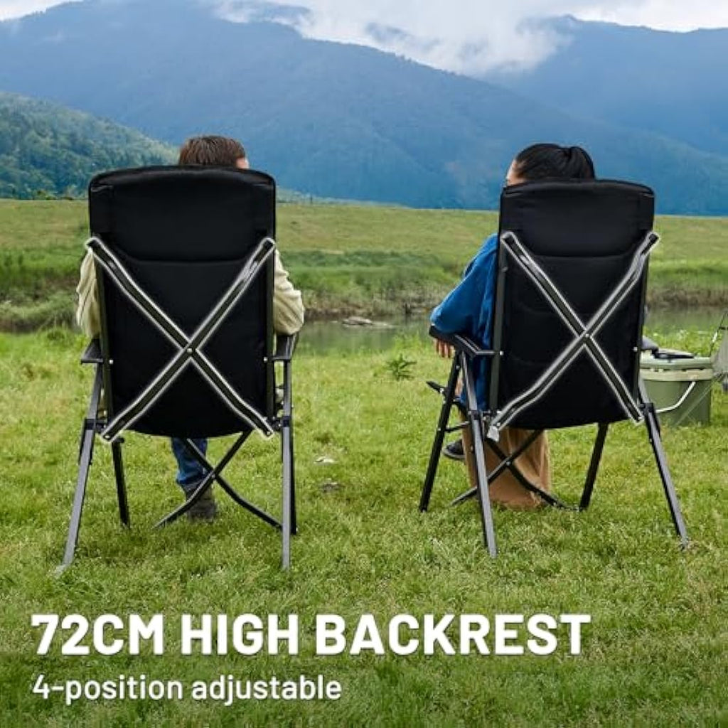 TIMBER RIDGE Folding Camping Chairs Set of 2 | Heavy Duty 4-Position Recliner