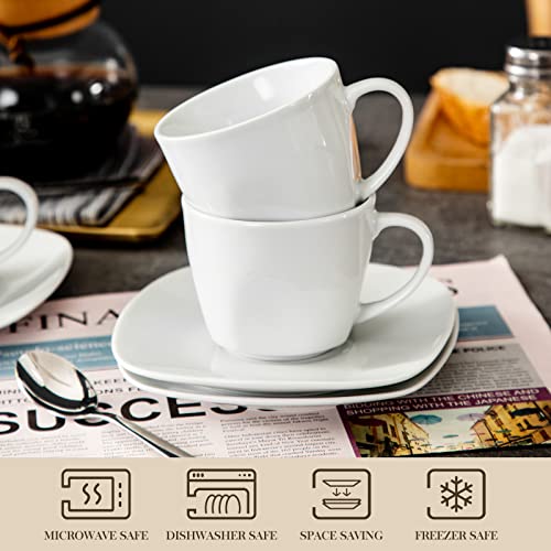 MALACASA Elisa 12-Piece Porcelain Coffee Set | Ivory White Cups & Saucers