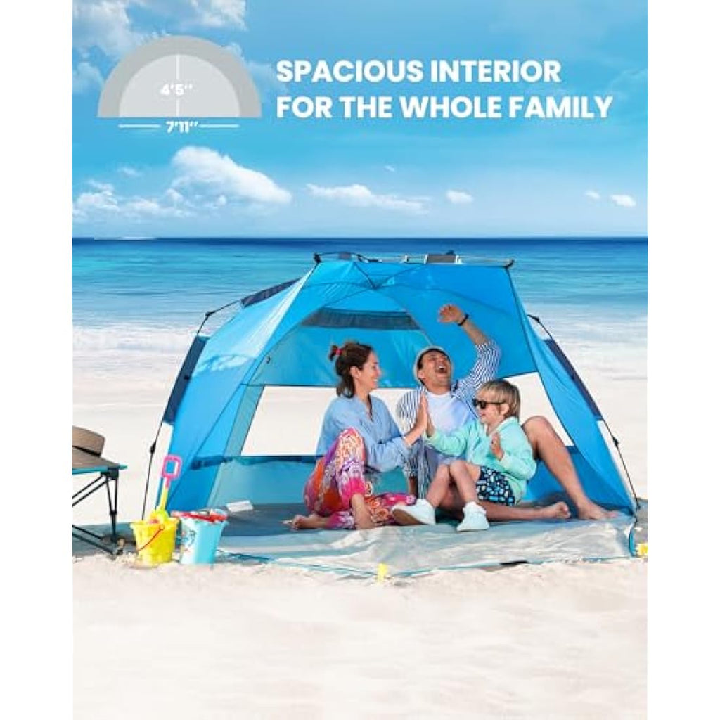 OutdoorMaster Pop Up Beach Tent – XL 4-Person UPF 50+ Sun Shelter