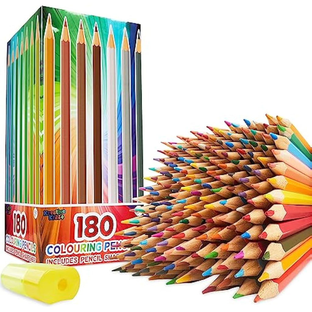 KreativeKraft Coloured Pencils Set of 180 – Art Supplies with Sharpener