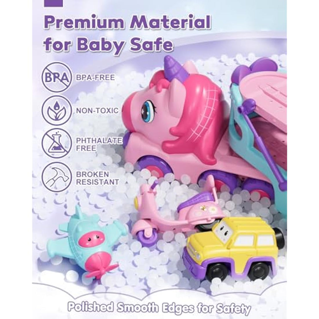 Lehoo Castle 5-in-1 Unicorn Carrier Truck Toy with Lights & Music