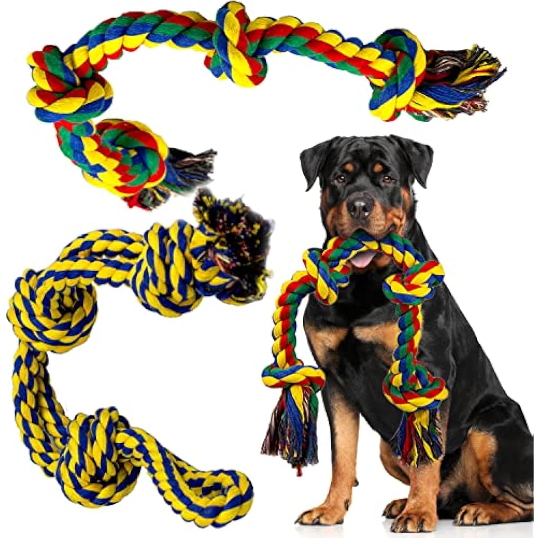 Jolof Store Heavy Duty Dog Rope Toys – 2 Pack Indestructible Cotton Ropes