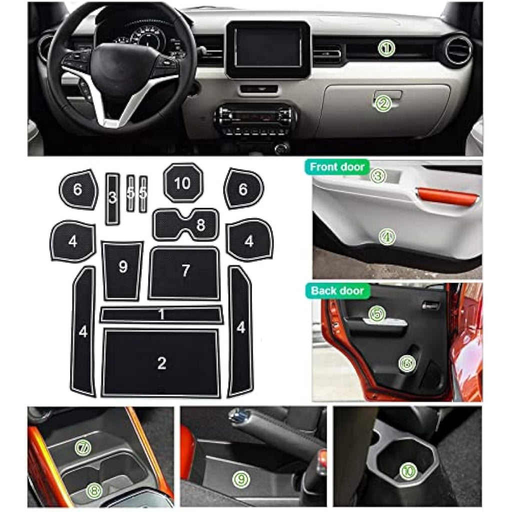 GAFAT Suzuki Ignis 2017-2025 Non-Slip Rubber Interior Mats - White