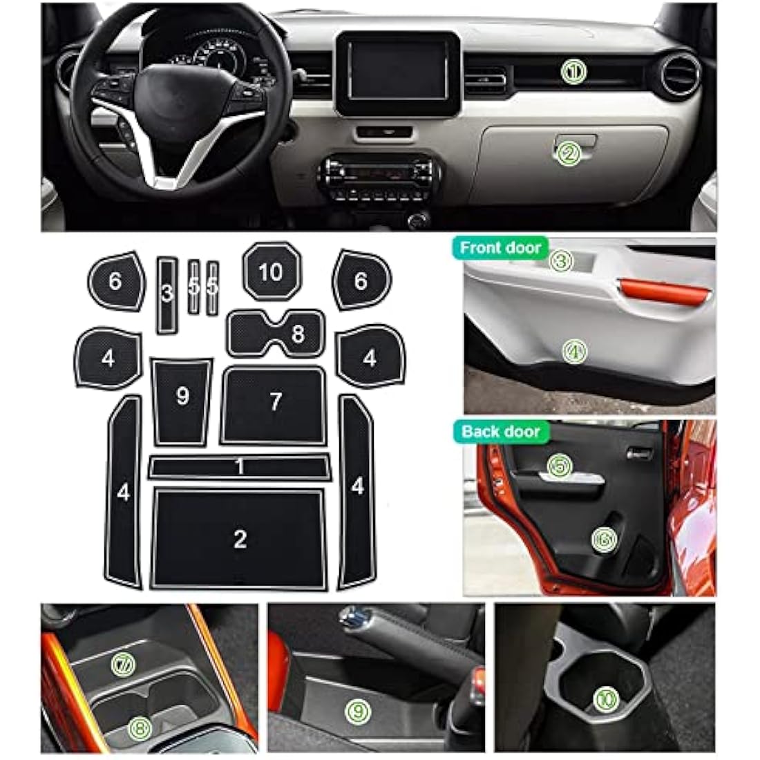 GAFAT Suzuki Ignis 2017-2025 Non-Slip Rubber Interior Mats - White