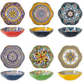 HENXFEN LEAD Bohemian Porcelain Flower Salad Bowls - 20oz, Set of 6