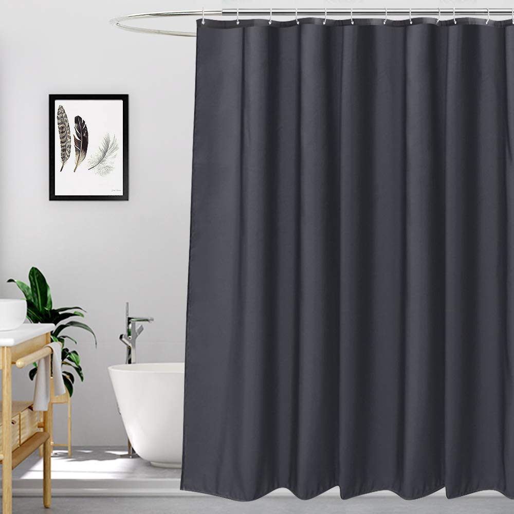 EurCross Extra Long Dark Gray Fabric Shower Curtain | 180x200 cm