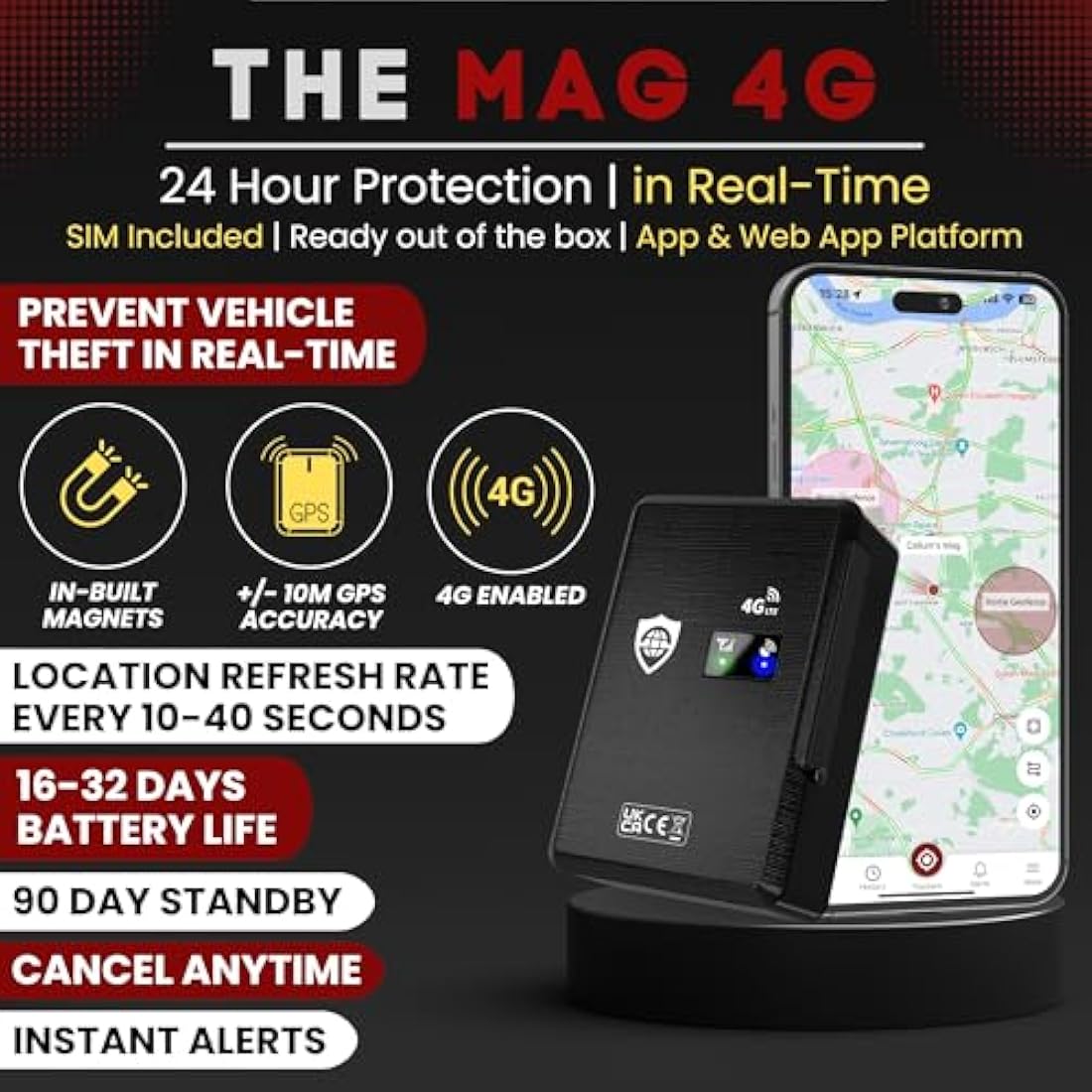 SafeTag Mag 4G Magnetic GPS Tracker – 4G LTE Real-Time Vehicle Security