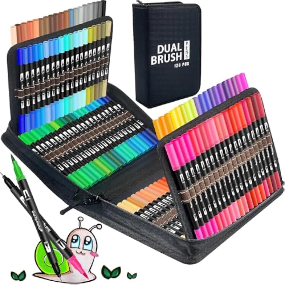 Halobios 120 Dual Tip Brush Pens | Felt Tip Markers for Adult Colouring