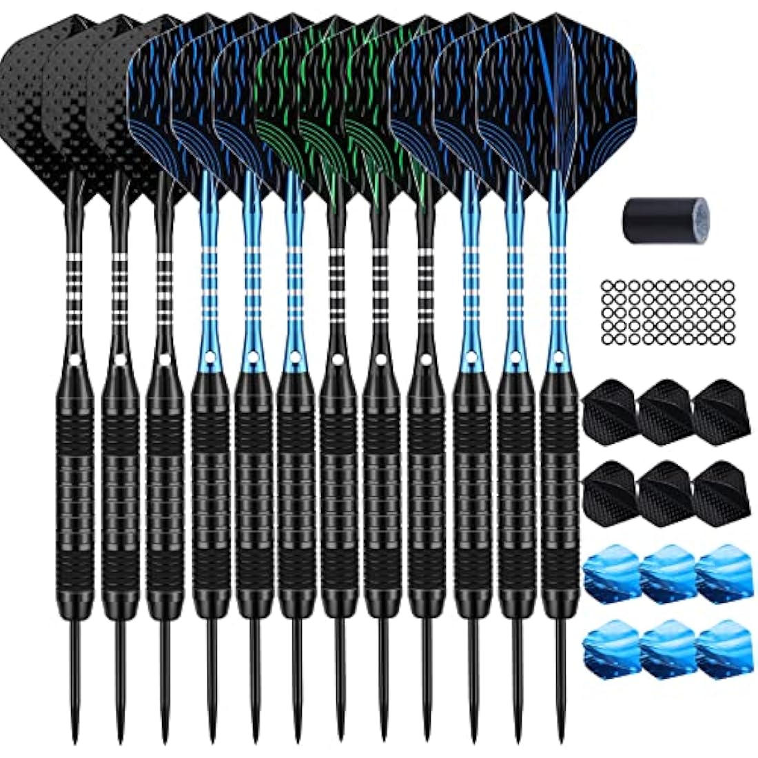 DARTSPACE 12 Pack Steel Tip Darts Set | 22-24g Professional Metal Darts