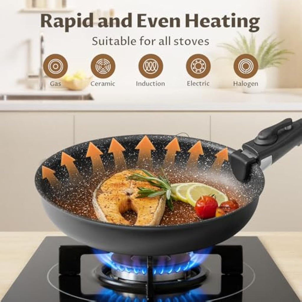 Fadware 4-Piece Non-Stick Frying Pan Set with Removable Handle