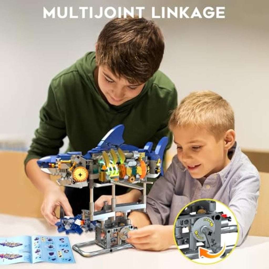 INSOON Shark Building Set | 687 PCS Mechanical Sea Animal Model with Light