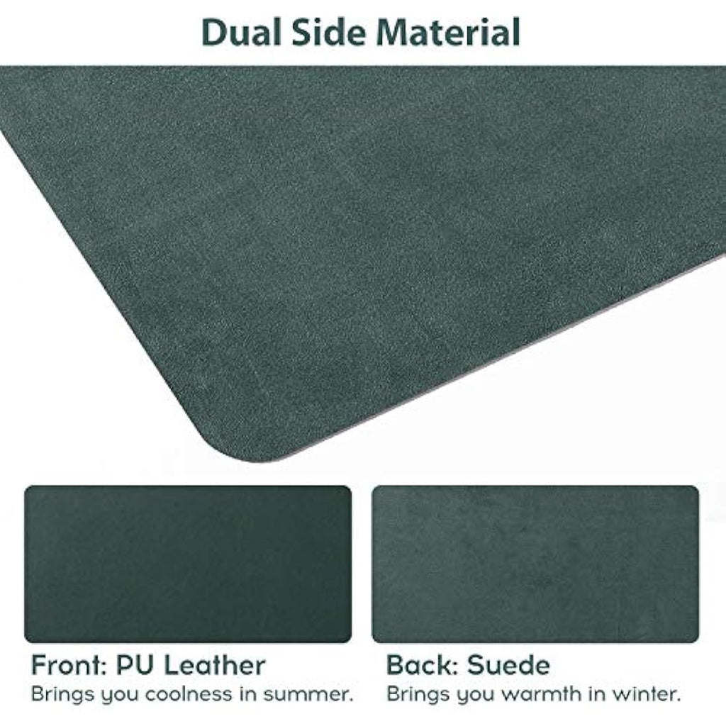 DOBAOJIA Large PU Leather Desk Pad – Waterproof Mouse Mat, Dark Green