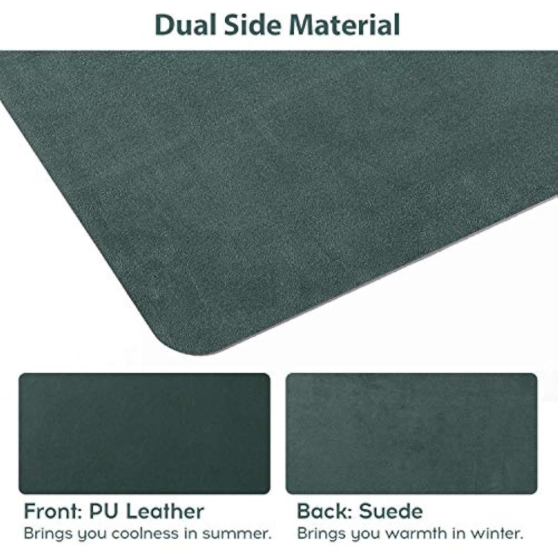DOBAOJIA Large PU Leather Desk Pad – Waterproof Mouse Mat, Dark Green