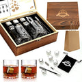 Whiskey Stones and Glass Gift Set – Granite Rocks & Wooden Box