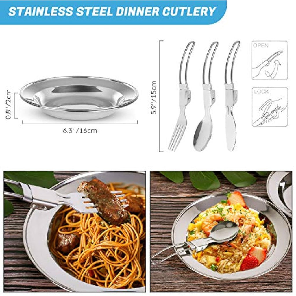Odoland 15pcs Camping Cookware Set - Lightweight Anodized Aluminum Kit