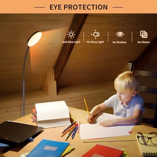 Mojimdo LED Floor Lamp with Remote | Dimmable Gooseneck Reading Lamp