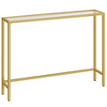 HOOBRO Gold Console Table | 100cm Slim Tempered Glass Hallway Table