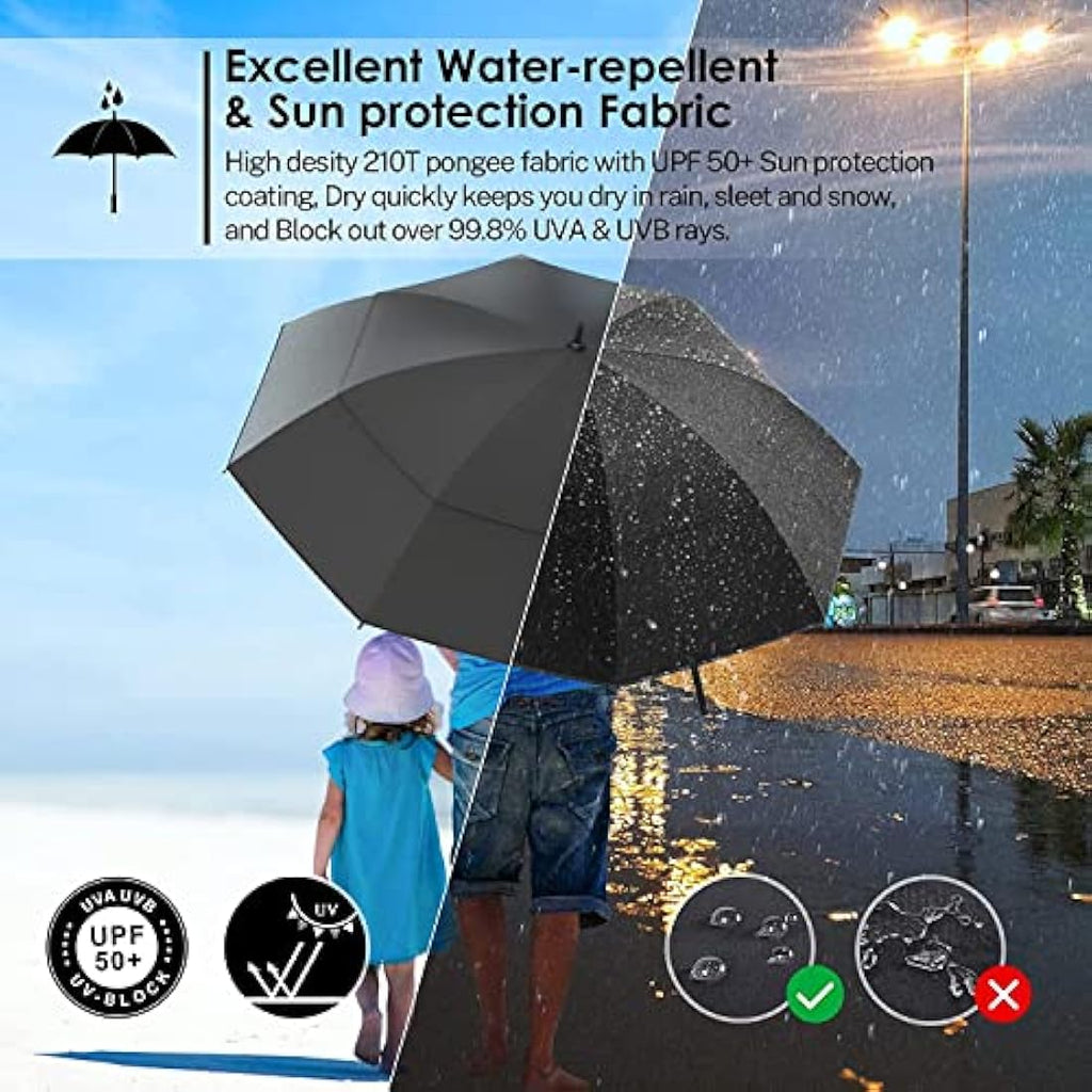 KOLER 62 Inch Golf Umbrella – Windproof Double Canopy UV Protection