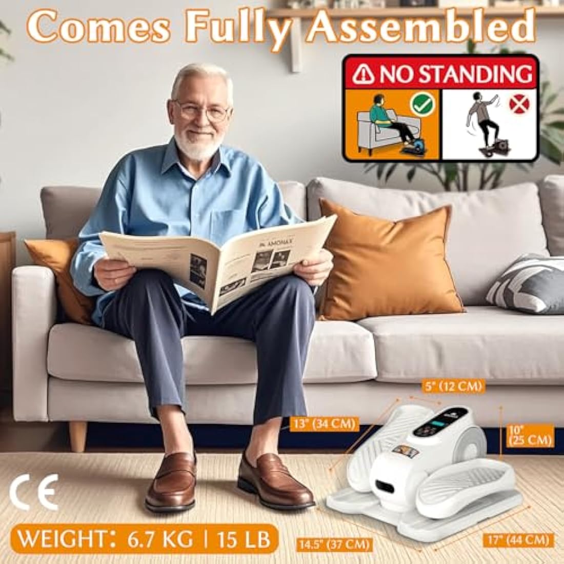 Amonax Electric Seated Pedal Exerciser – Under Desk Elliptical Machine