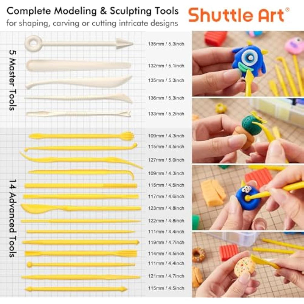 Shuttle Art 82 Colors Polymer Clay Kit – Oven Bake Modeling Clay with Tools