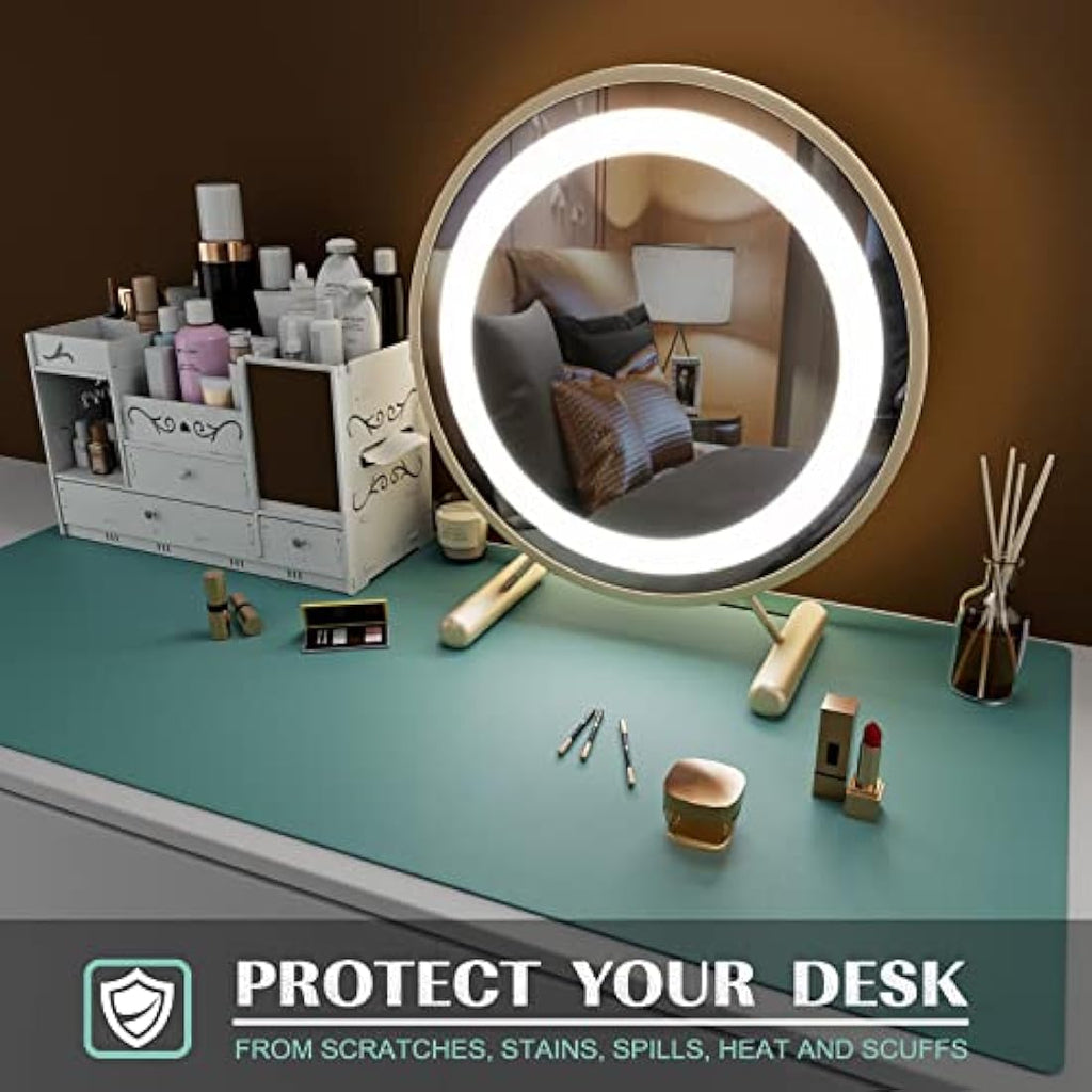 K KNODEL Leather Desk Mat | Dual-Sided Office Mouse Pad - Green (90x43cm)
