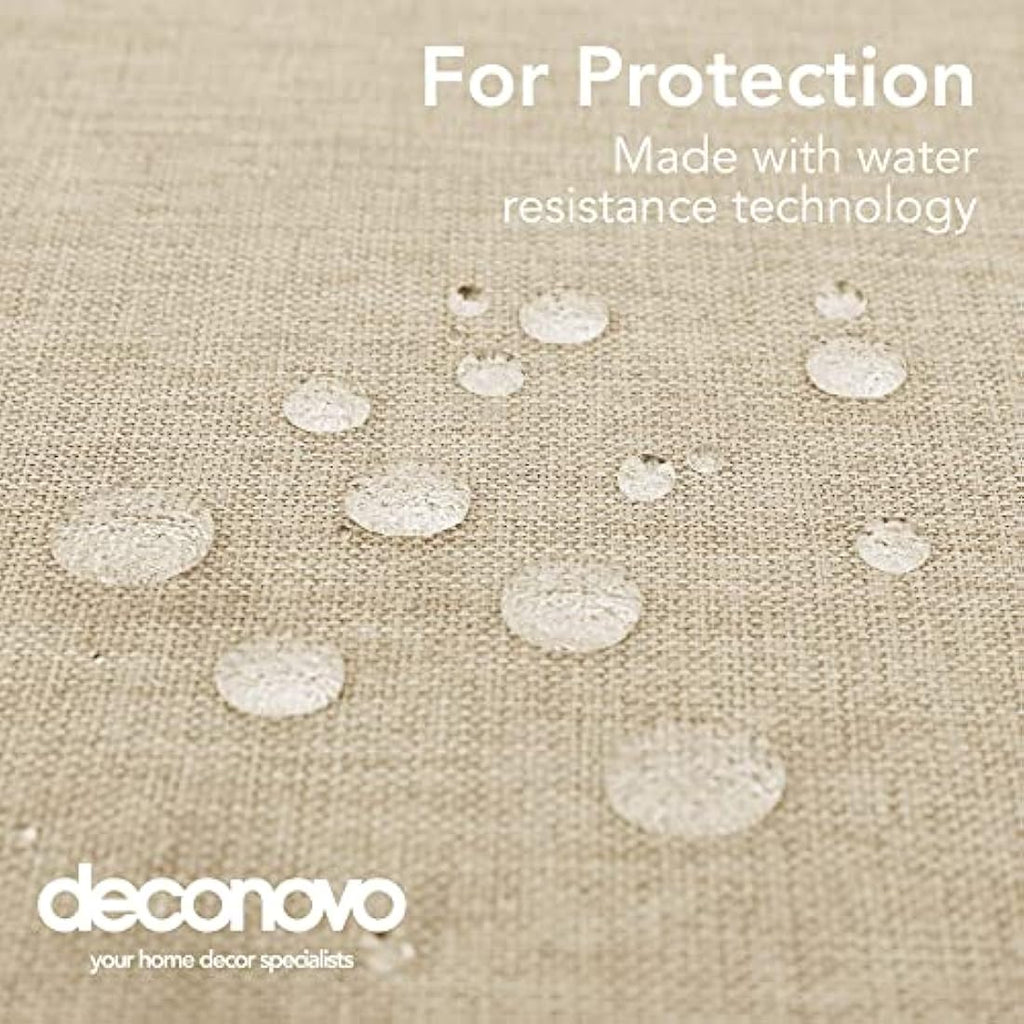 Deconovo Faux Linen Tablecloth | Water Resistant Rectangular Beige