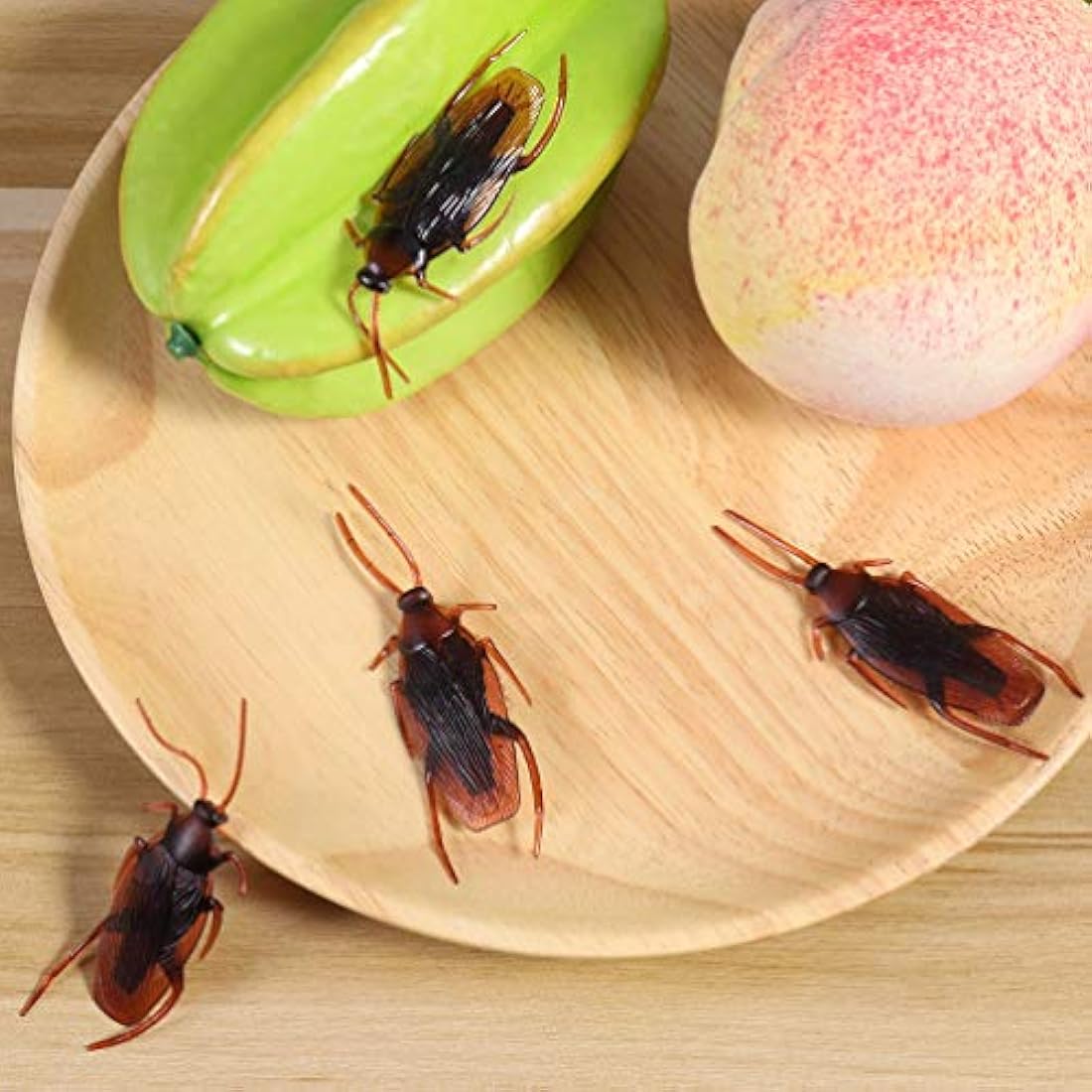 Realistic Fake Cockroaches – 60pc Plastic Prank Prop Toys