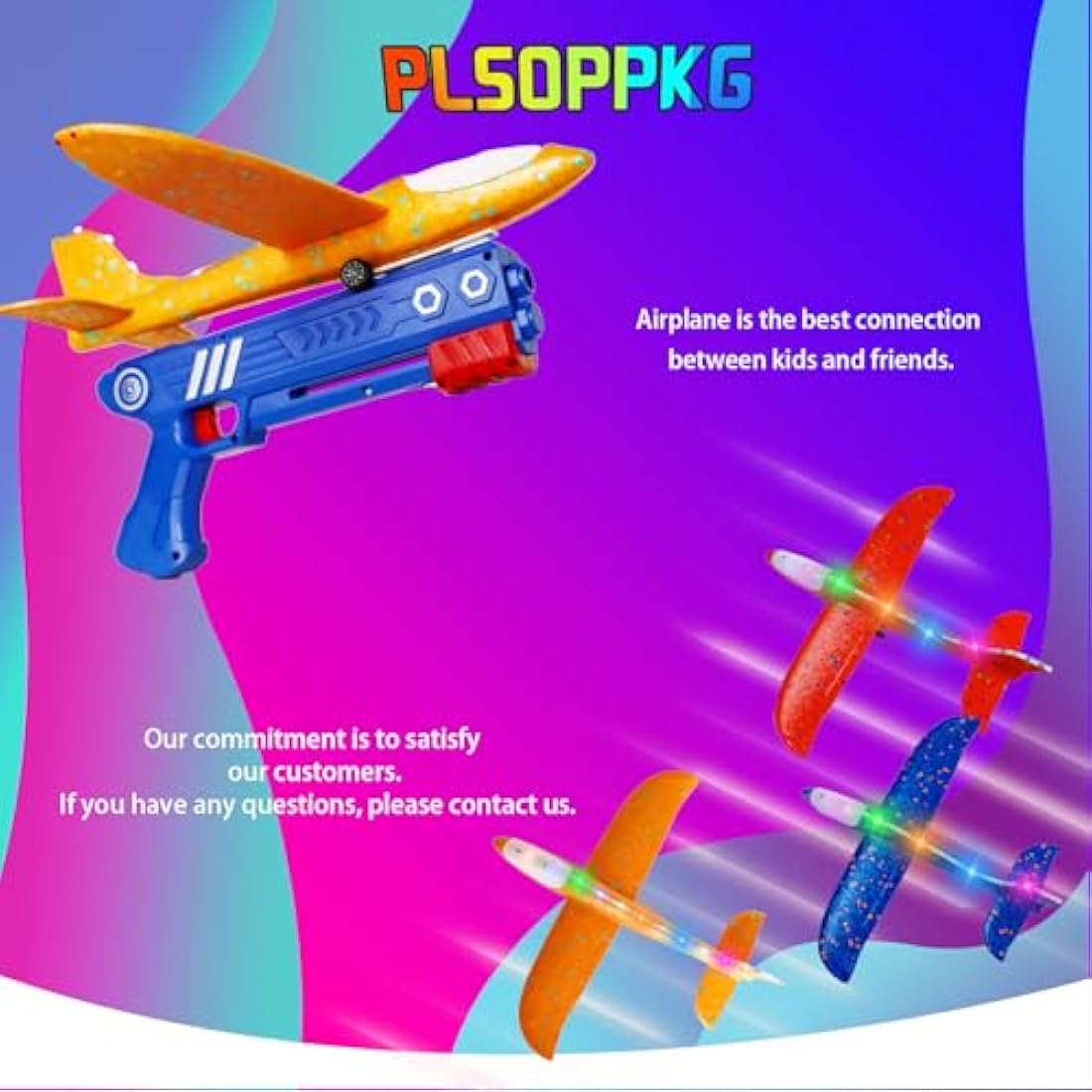 Jolof Store LED Airplane Launcher Toys | 3 Pack Foam Glider Planes