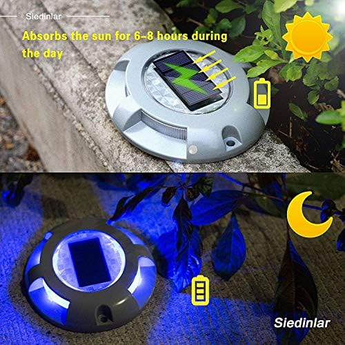 Siedinlar Solar Deck Lights – IP68 Waterproof Aluminum Ground Lights, 4 Pack