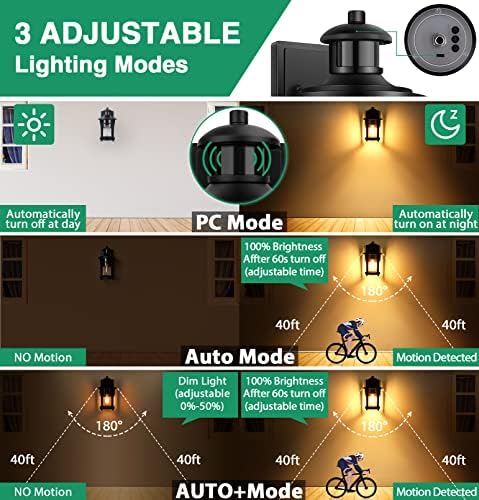 Lamomo Motion Sensor Outdoor Wall Light | Waterproof Aluminum Porch Sconce