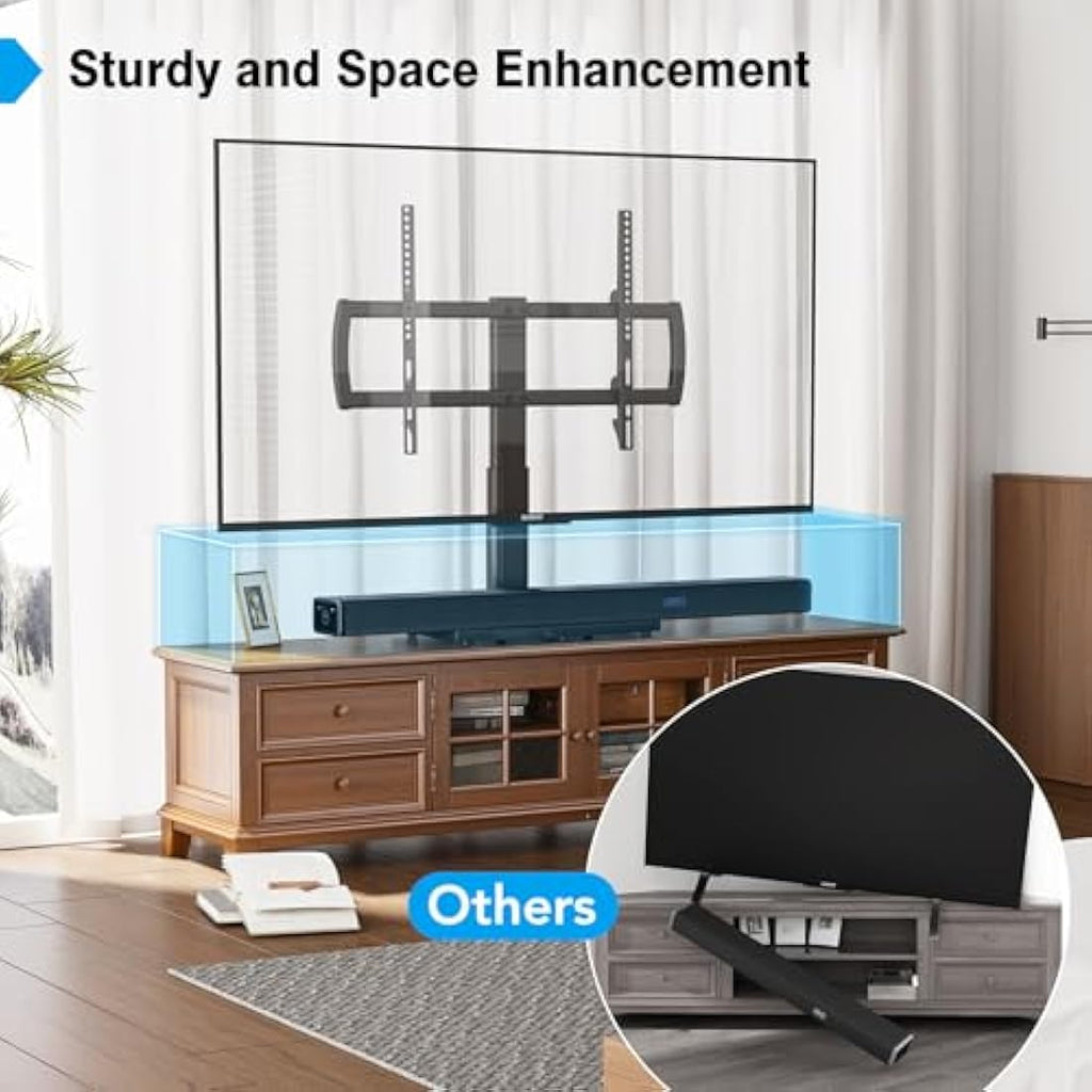 Universal TV Stand | Height Adjustable Tempered Glass Base