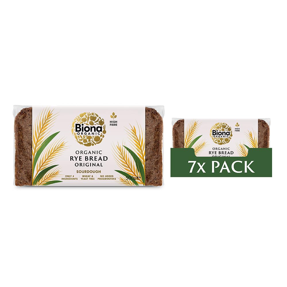 Biona Organic Rye Bread – Wholegrain Sourdough, 500g (Pack of 7)
