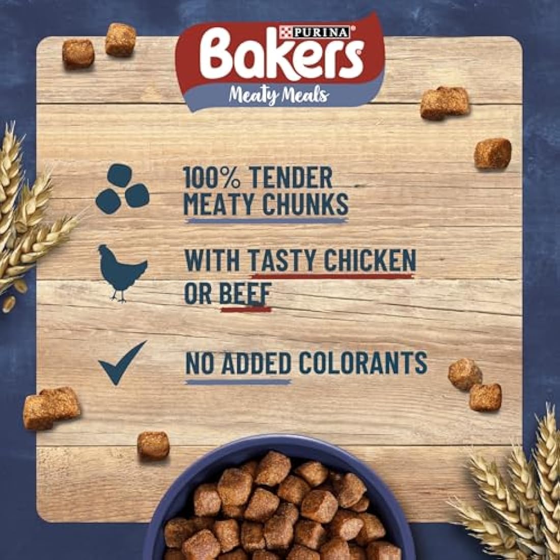 Bakers Meaty Meals Chicken Dry Dog Food - Adult Meaty Chunks, 4 x 2.7kg