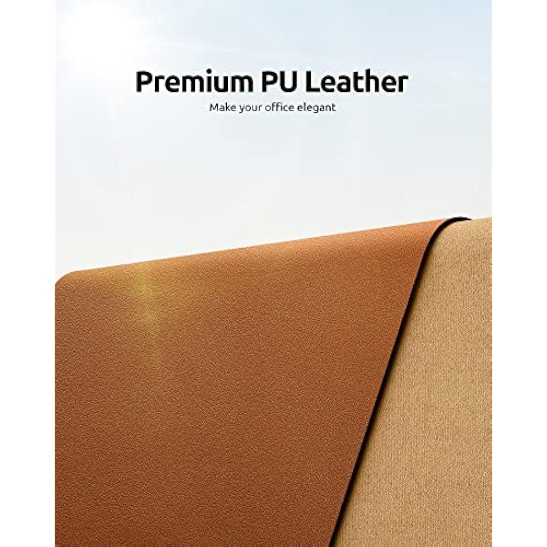 YSAGi Leather Desk Mat – Large Waterproof PU Mouse Pad, Brown (80x40cm)