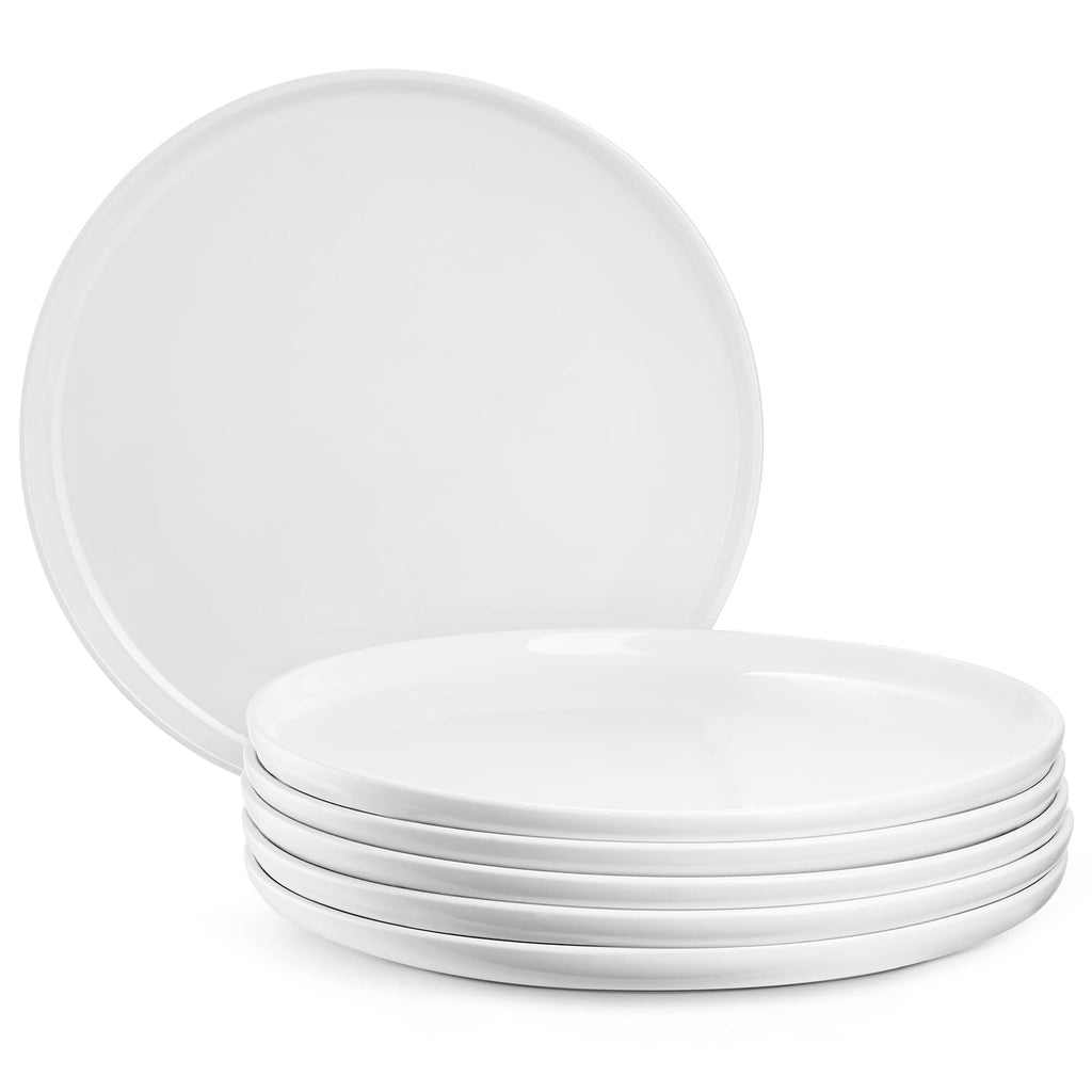 Jassceram 10.5 Inch White Ceramic Dinner Plates | Set of 6 Round Plates