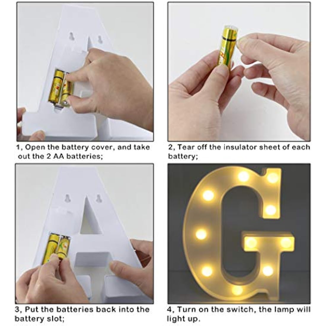HONPHIER LED Marquee Letter G Light – Battery Operated Alphabet Sign
