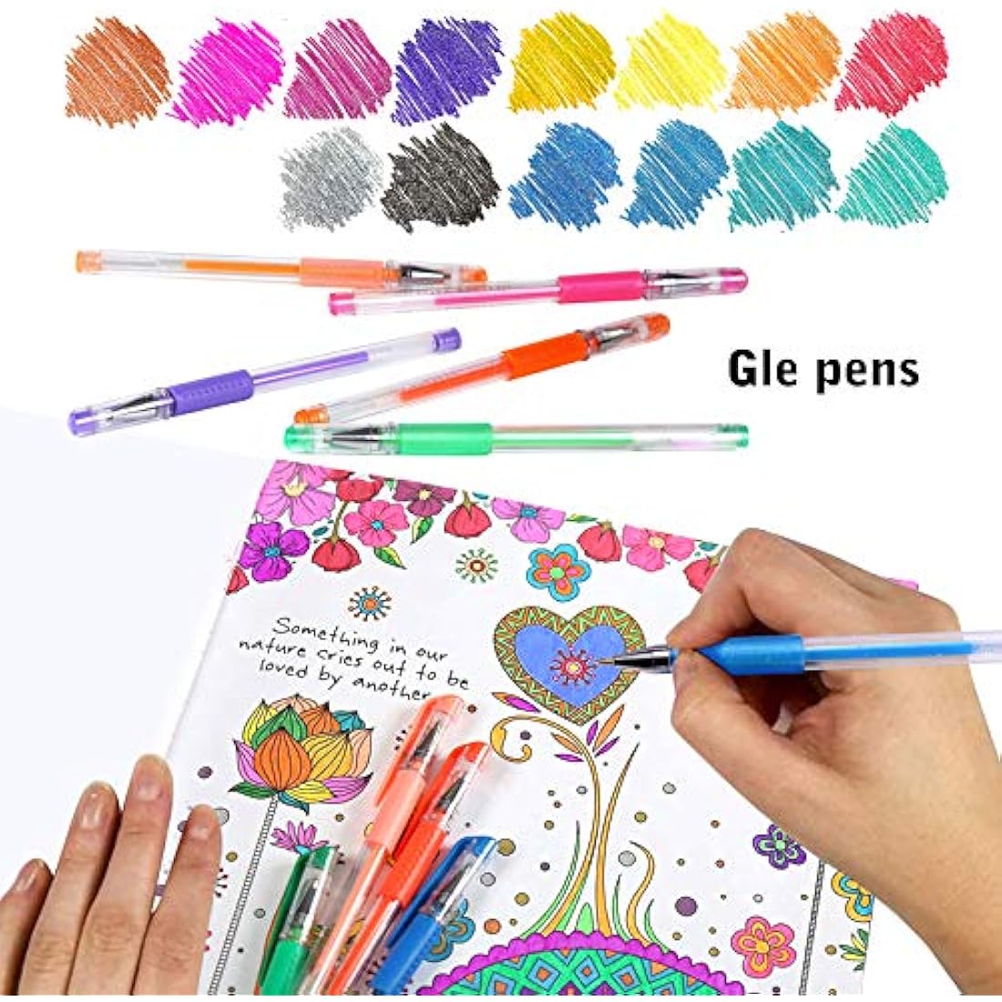 LANRENWENG 200 Pack Glitter Gel Pens Set with 100 Refills and Canvas Bag
