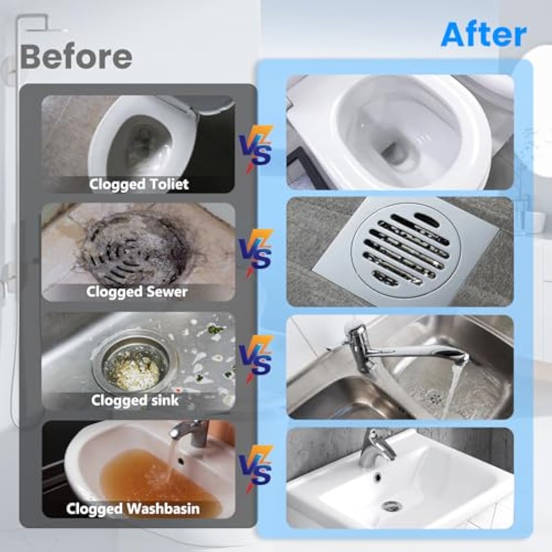 High Pressure Toilet Plunger Set – Heavy Duty Drain Unblocker