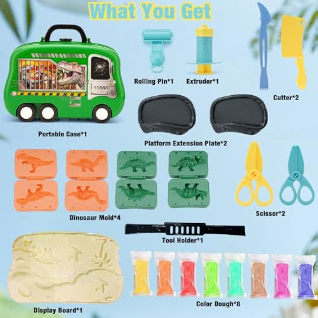 Dinosaur Color Dough Set – 26 PCS Clay Playset with Case