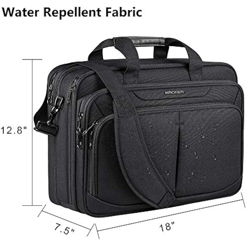 KROSER 17.3" Expandable Laptop Bag | Water-Repellent RFID Briefcase